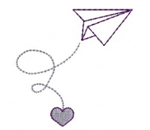 Stickdatei - Papierflieger mit Herz